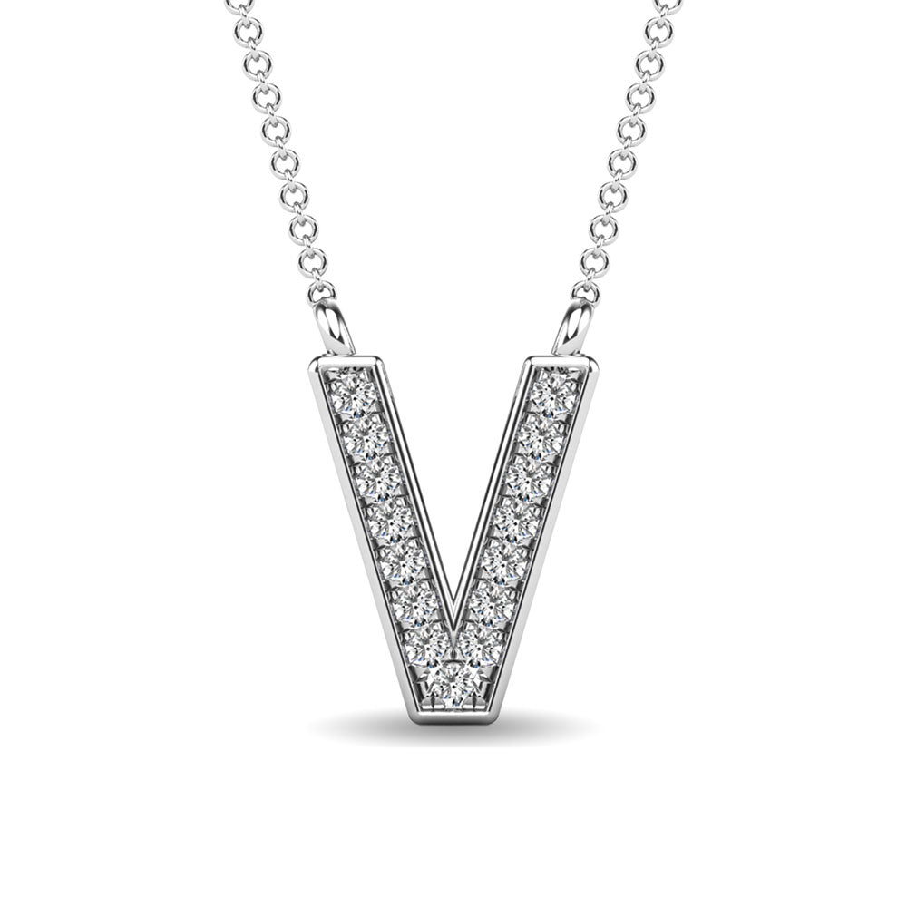 Diamond 1/20 Ct.Tw. Letter V Pendant in 10K White Gold