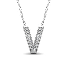 Load image into Gallery viewer, Diamond 1/20 Ct.Tw. Letter V Pendant in 10K White Gold