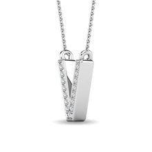 Load image into Gallery viewer, Diamond 1/20 Ct.Tw. Letter V Pendant in 10K White Gold