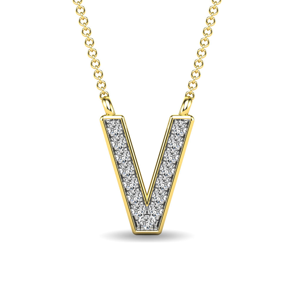 Diamond 1/20 Ct.Tw. Letter V Pendant in 10K Yellow Gold