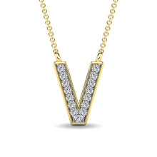 Load image into Gallery viewer, Diamond 1/20 Ct.Tw. Letter V Pendant in 10K Yellow Gold