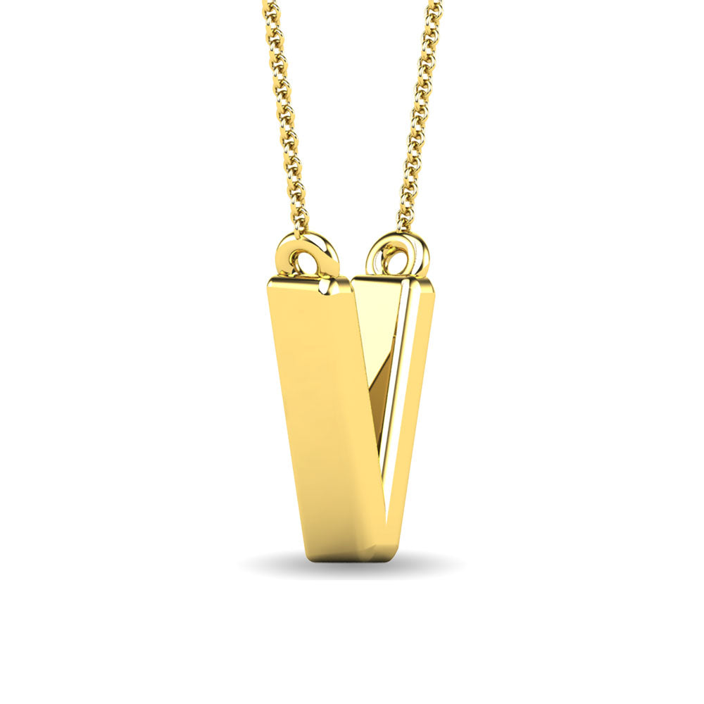 Diamond 1/20 Ct.Tw. Letter V Pendant in 10K Yellow Gold