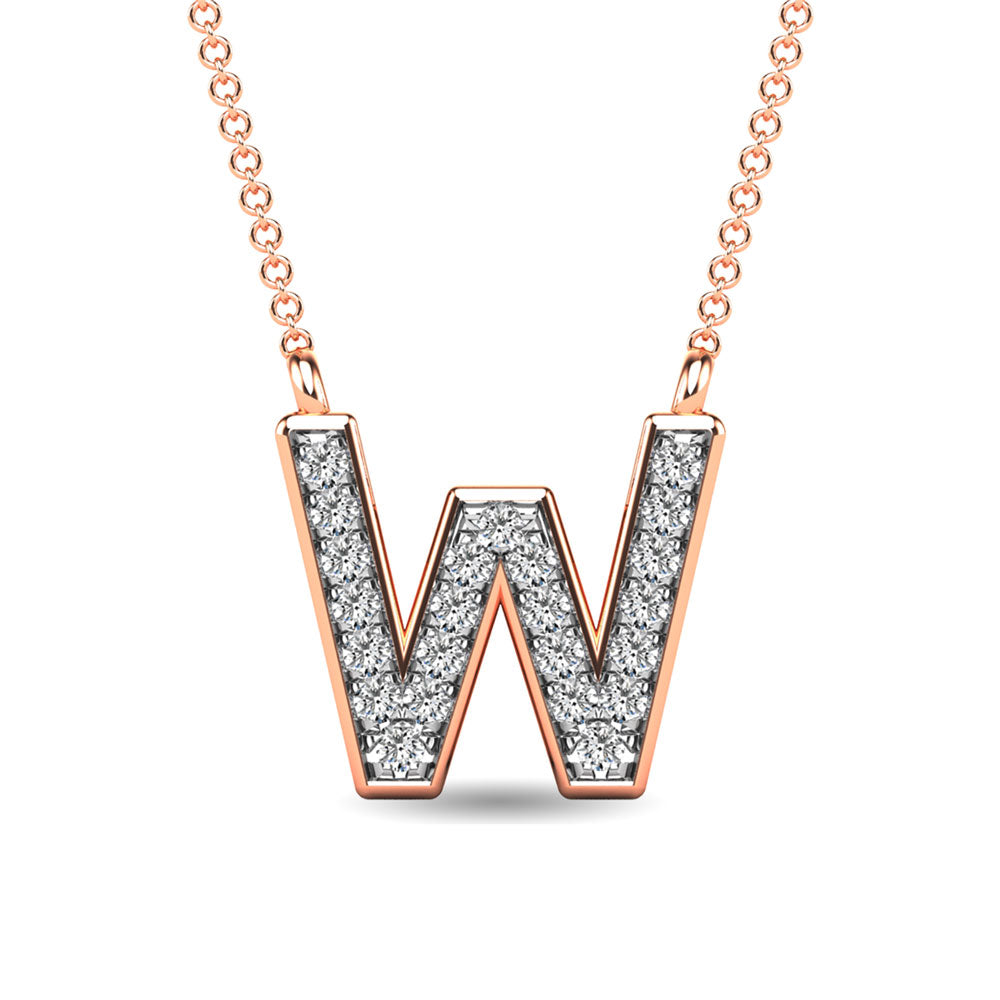 Diamond 1/20 Ct.Tw. Letter W Pendant in 10K Rose Gold