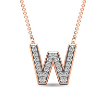 Load image into Gallery viewer, Diamond 1/20 Ct.Tw. Letter W Pendant in 10K Rose Gold