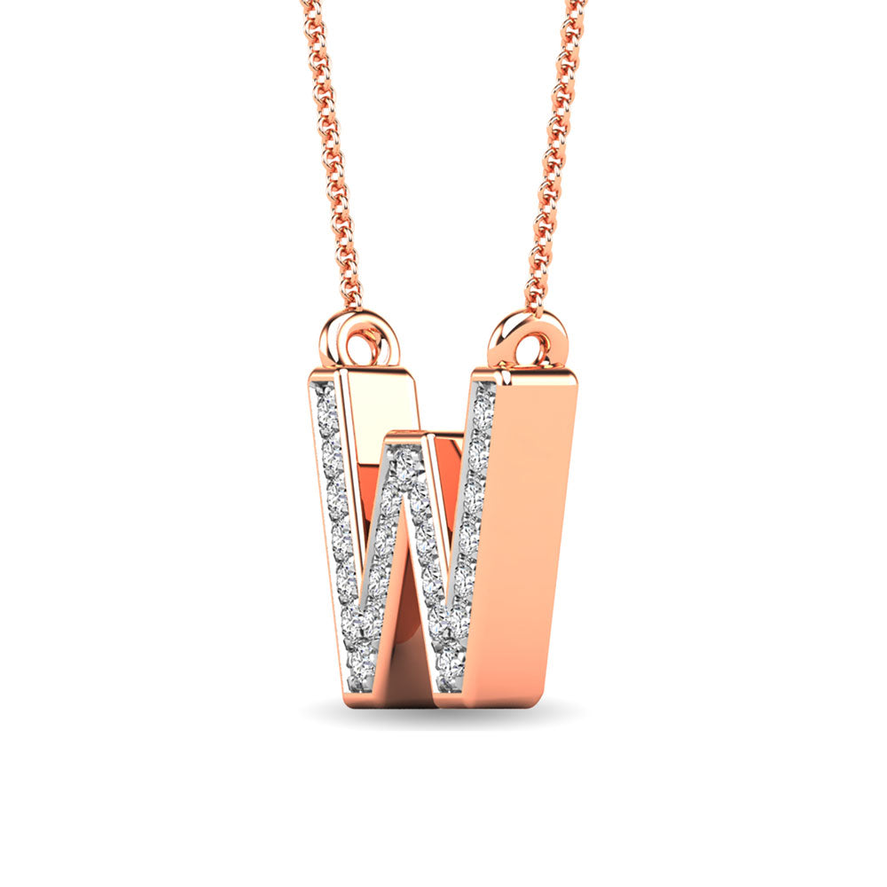 Diamond 1/20 Ct.Tw. Letter W Pendant in 10K Rose Gold