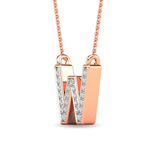 Load image into Gallery viewer, Diamond 1/20 Ct.Tw. Letter W Pendant in 10K Rose Gold