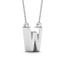 Cargar imagen en el visor de la galería, Diamond 1/20 Ct.Tw. Letter W Pendant in 10K White Gold