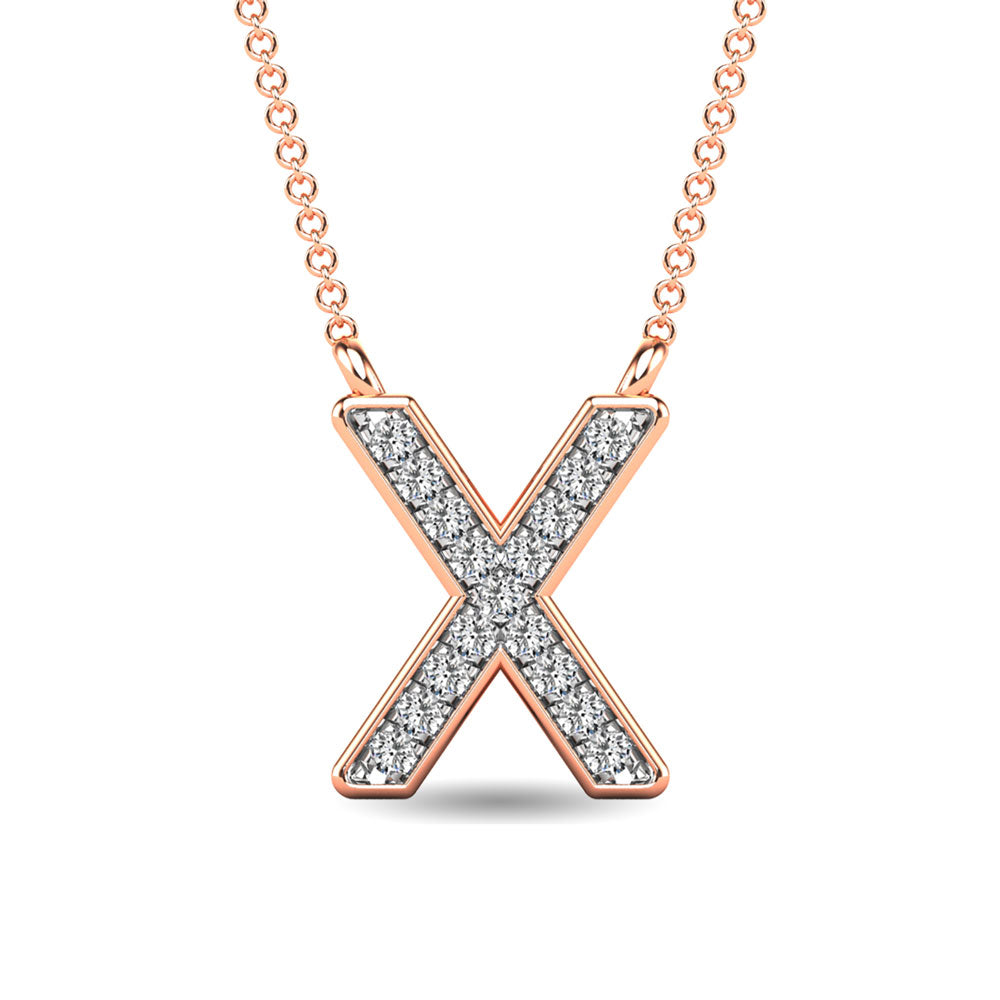 Diamond 1/20 Ct.Tw. Letter X Pendant in 10K Rose Gold