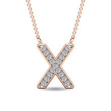 Load image into Gallery viewer, Diamond 1/20 Ct.Tw. Letter X Pendant in 10K Rose Gold