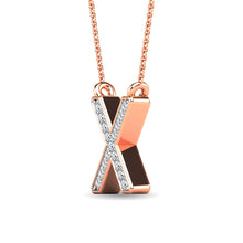 Load image into Gallery viewer, Diamond 1/20 Ct.Tw. Letter X Pendant in 10K Rose Gold