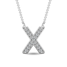 Load image into Gallery viewer, Diamond 1/20 Ct.Tw. Letter X Pendant in 10K White Gold