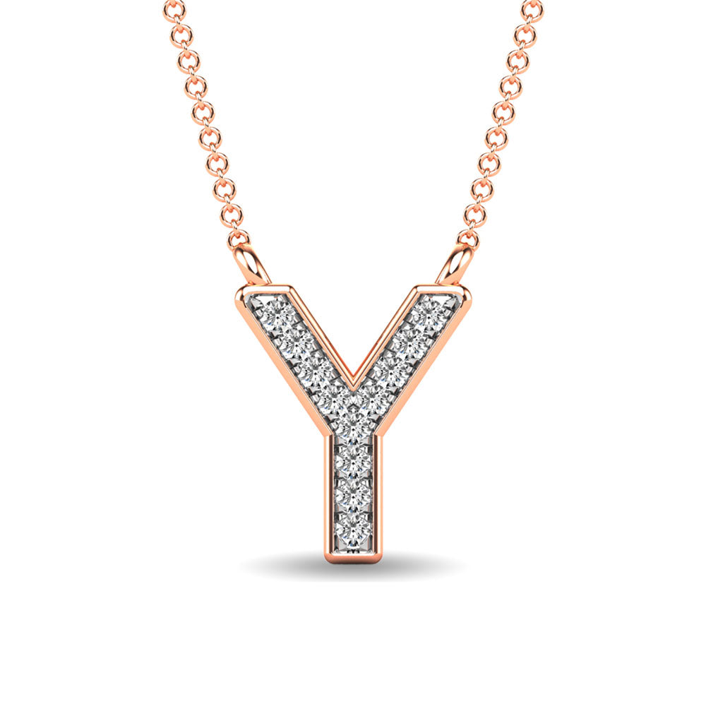 Diamond 1/20 Ct.Tw. Letter Y Pendant in 10K Rose Gold