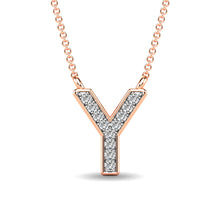 Load image into Gallery viewer, Diamond 1/20 Ct.Tw. Letter Y Pendant in 10K Rose Gold