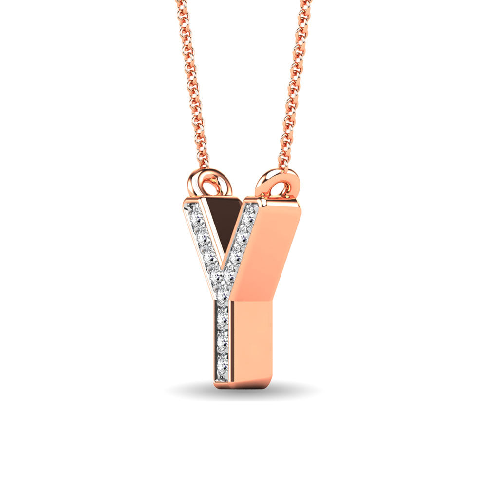 Diamond 1/20 Ct.Tw. Letter Y Pendant in 10K Rose Gold