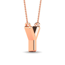 Load image into Gallery viewer, Diamond 1/20 Ct.Tw. Letter Y Pendant in 10K Rose Gold