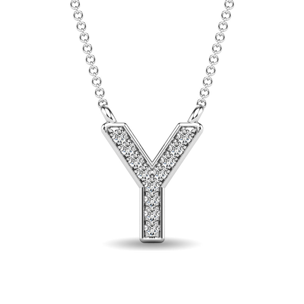 Diamond 1/20 Ct.Tw. Letter Y Pendant in 10K White Gold