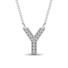 Load image into Gallery viewer, Diamond 1/20 Ct.Tw. Letter Y Pendant in 10K White Gold