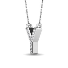 Load image into Gallery viewer, Diamond 1/20 Ct.Tw. Letter Y Pendant in 10K White Gold