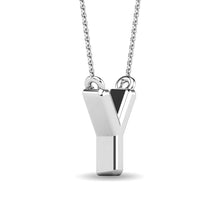 Load image into Gallery viewer, Diamond 1/20 Ct.Tw. Letter Y Pendant in 10K White Gold