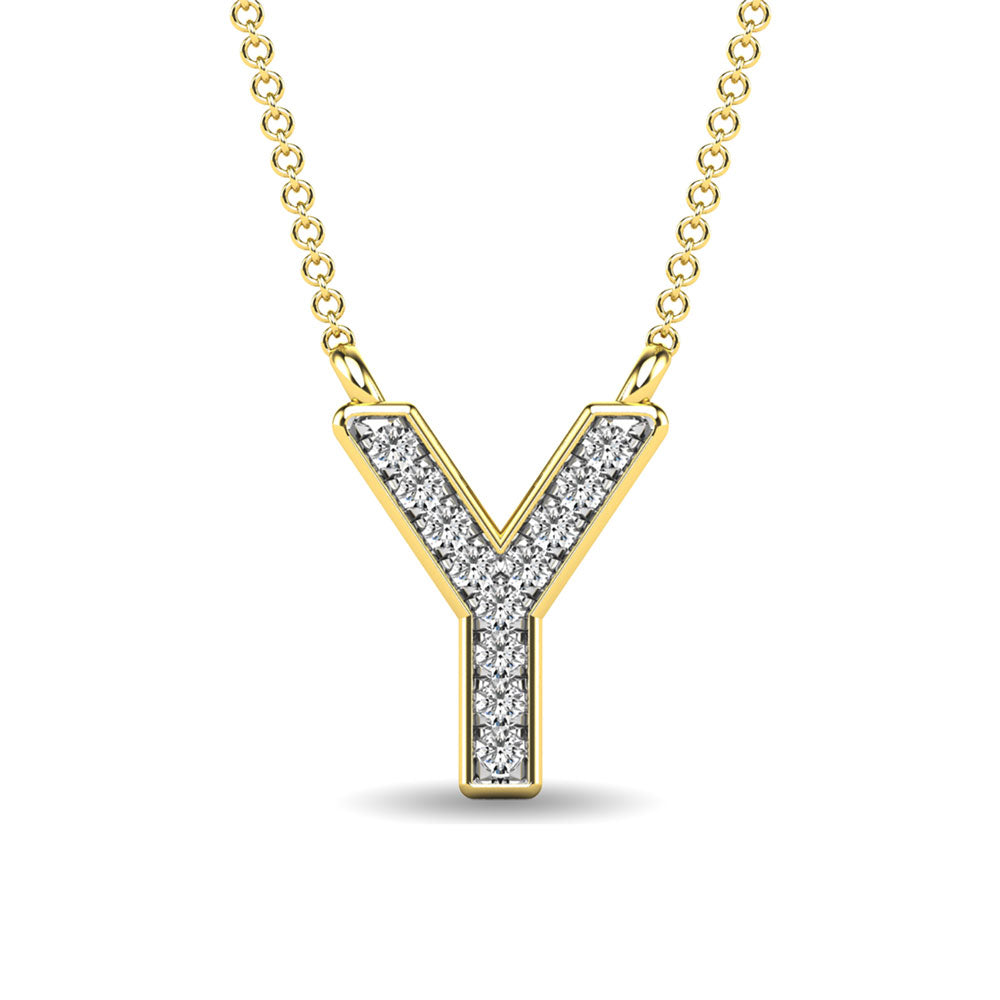 Diamond 1/20 Ct.Tw. Letter Y Pendant in 10K Yellow Gold