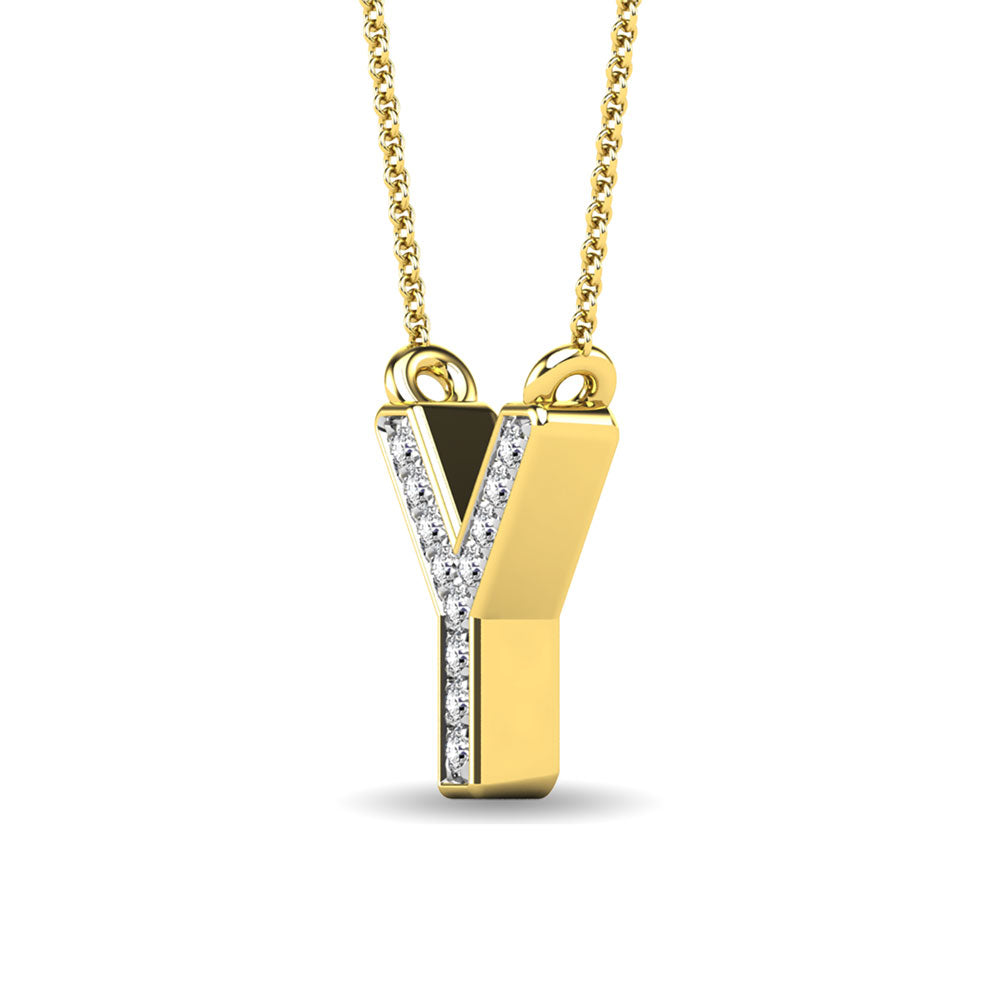 Diamond 1/20 Ct.Tw. Letter Y Pendant in 10K Yellow Gold