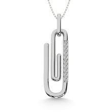 Load image into Gallery viewer, Diamond 1/20 Ct.Tw. Paper Clip Pendant in 925 Silver