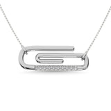 Diamond 1/20 Ct.Tw. Paper Clip Necklace in 925 Silver