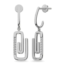 Load image into Gallery viewer, Diamond 1/10 Ct.Tw. Paper Clip Earrings in 925 Silver