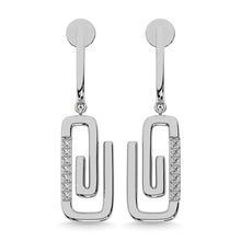 Load image into Gallery viewer, Diamond 1/10 Ct.Tw. Paper Clip Earrings in 925 Silver