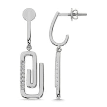 Load image into Gallery viewer, Diamond 1/10 Ct.Tw. Paper Clip Earrings in 925 Silver