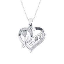 Cargar imagen en el visor de la galería, Sterling Silver 1/20 Ct.Tw. Diamond Heart MOM Pendant