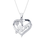 Sterling Silver 1/20 Ct.Tw. Diamond Heart MOM Pendant