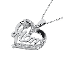 Cargar imagen en el visor de la galería, Sterling Silver 1/20 Ct.Tw. Diamond Heart MOM Pendant