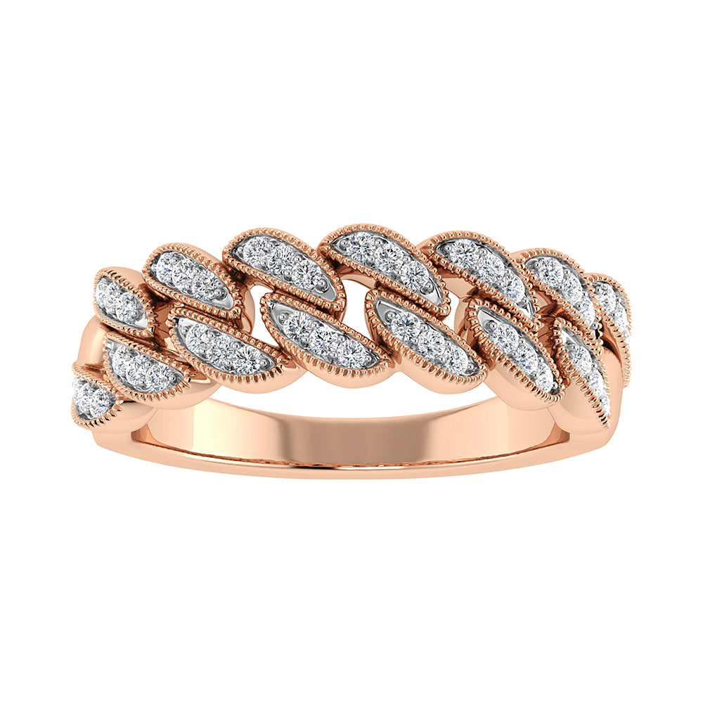 14K Rose Gold 1/5 Ct.Tw. Diamond Cuban Style Band