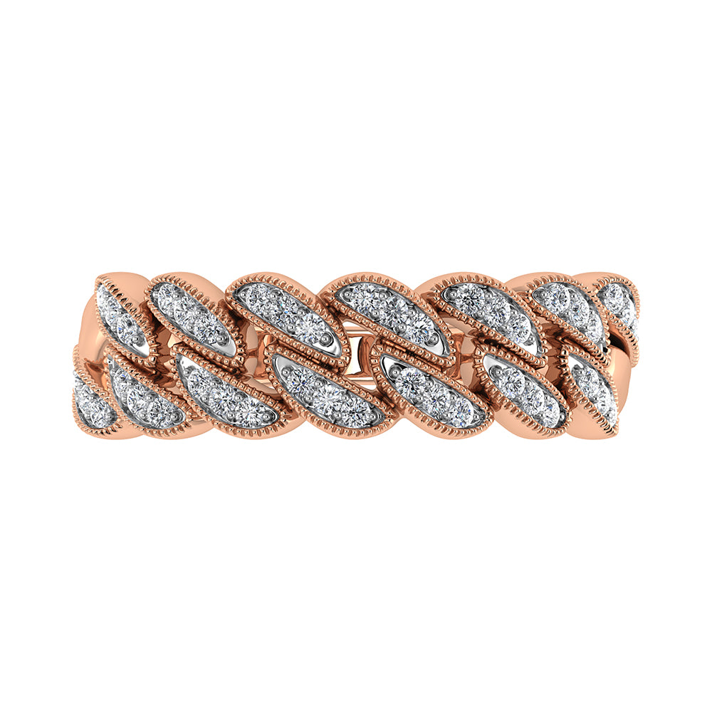 14K Rose Gold 1/5 Ct.Tw. Diamond Cuban Style Band