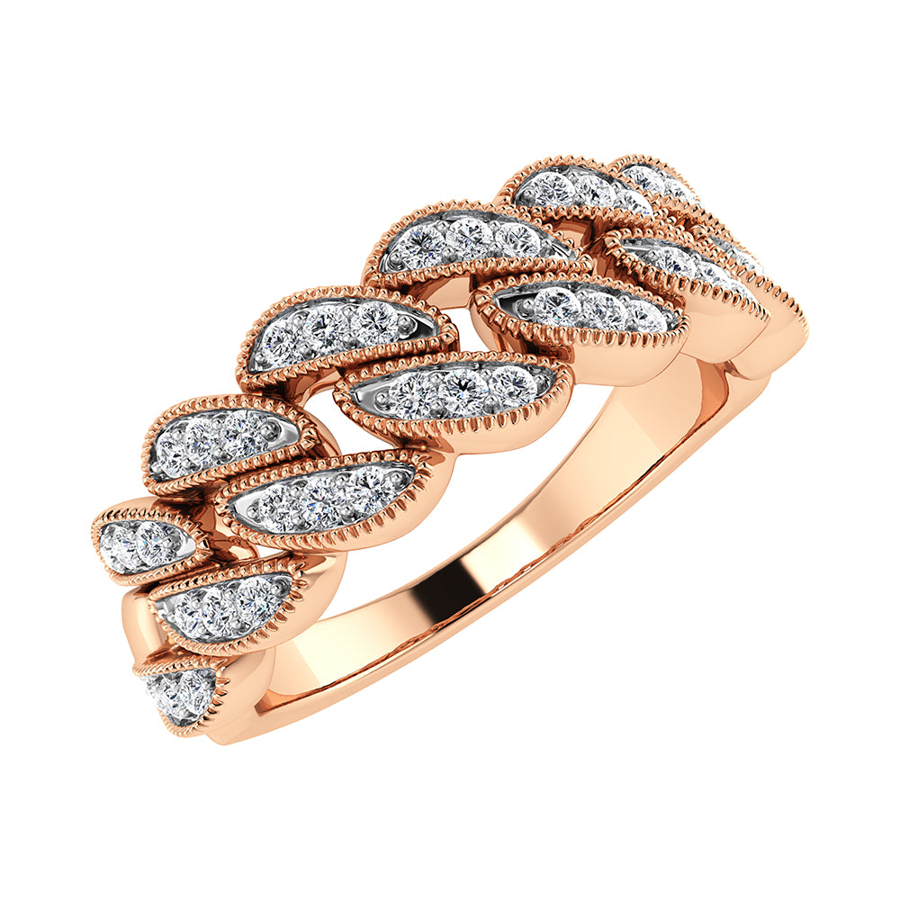 14K Rose Gold 1/5 Ct.Tw. Diamond Cuban Style Band