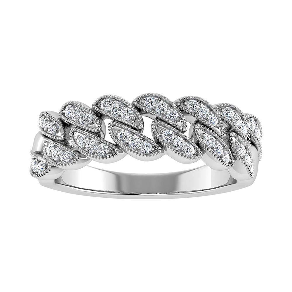 14K White Gold 1/5 Ct.Tw. Diamond Cuban Style Band