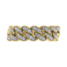 Cargar imagen en el visor de la galería, 14K Yellow Gold 1/5 Ct.Tw. Diamond Cuban Style Band