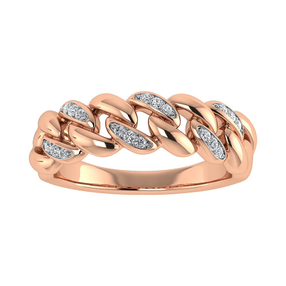 10K Rose Gold 1/20 Ct.Tw. Diamond Cuban Style Band