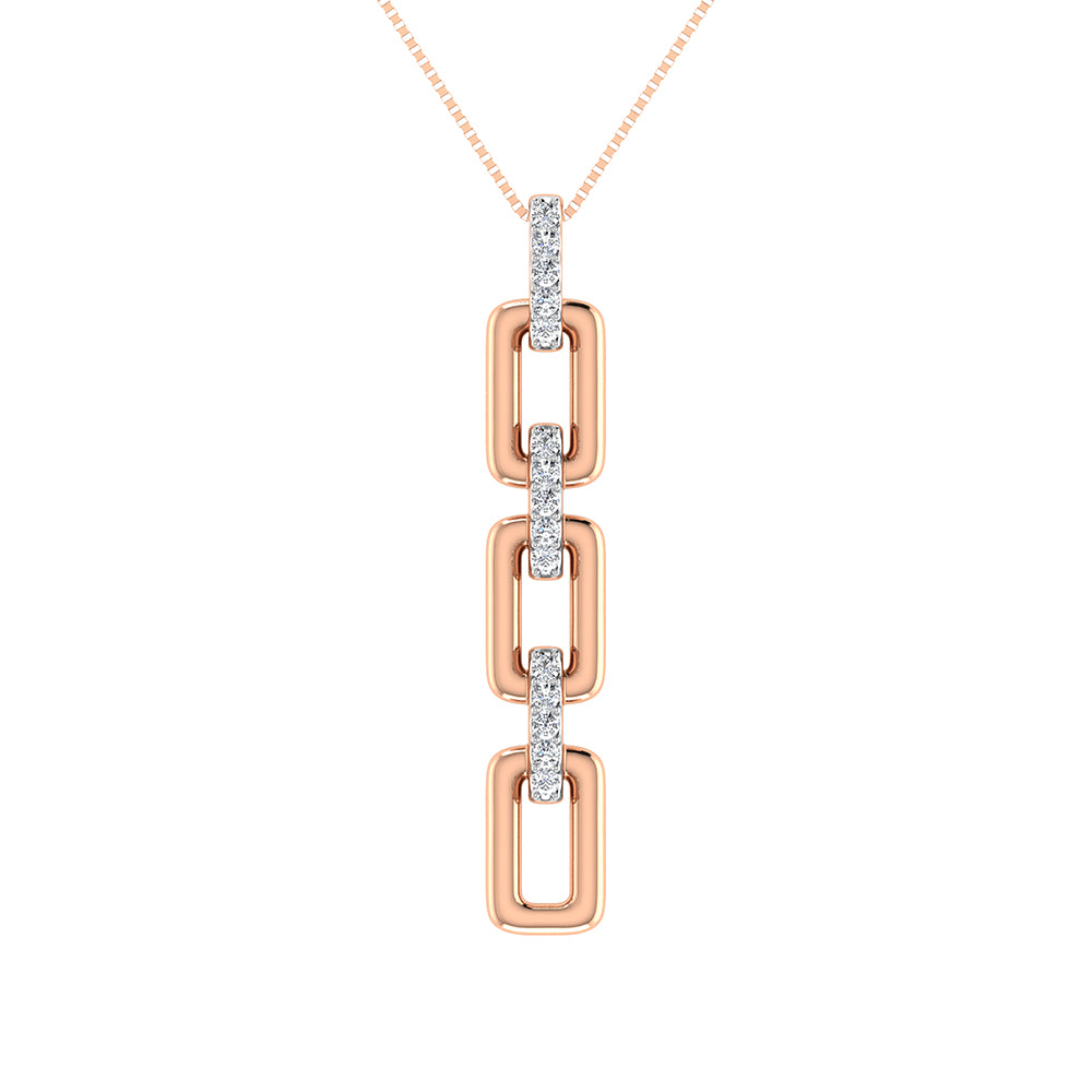 10K Pink Gold 1/8 Ct.Tw. Diamond Cuban Link Pendant