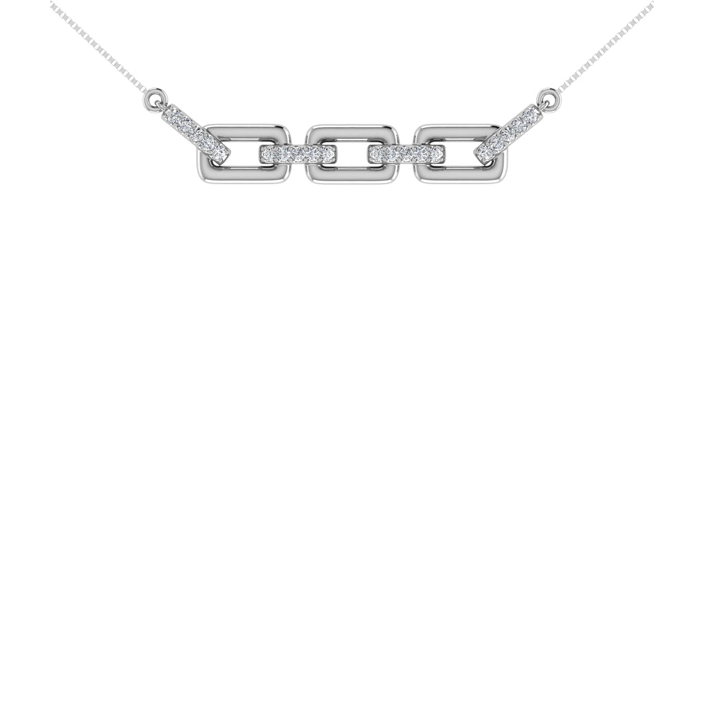 10K White Gold 1/10 Ct.Tw. Diamond Cuban Link Necklace