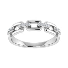 Cargar imagen en el visor de la galería, 10K White Gold 1/8 Ct.Tw. Diamond Cuban Link Fashion Ring