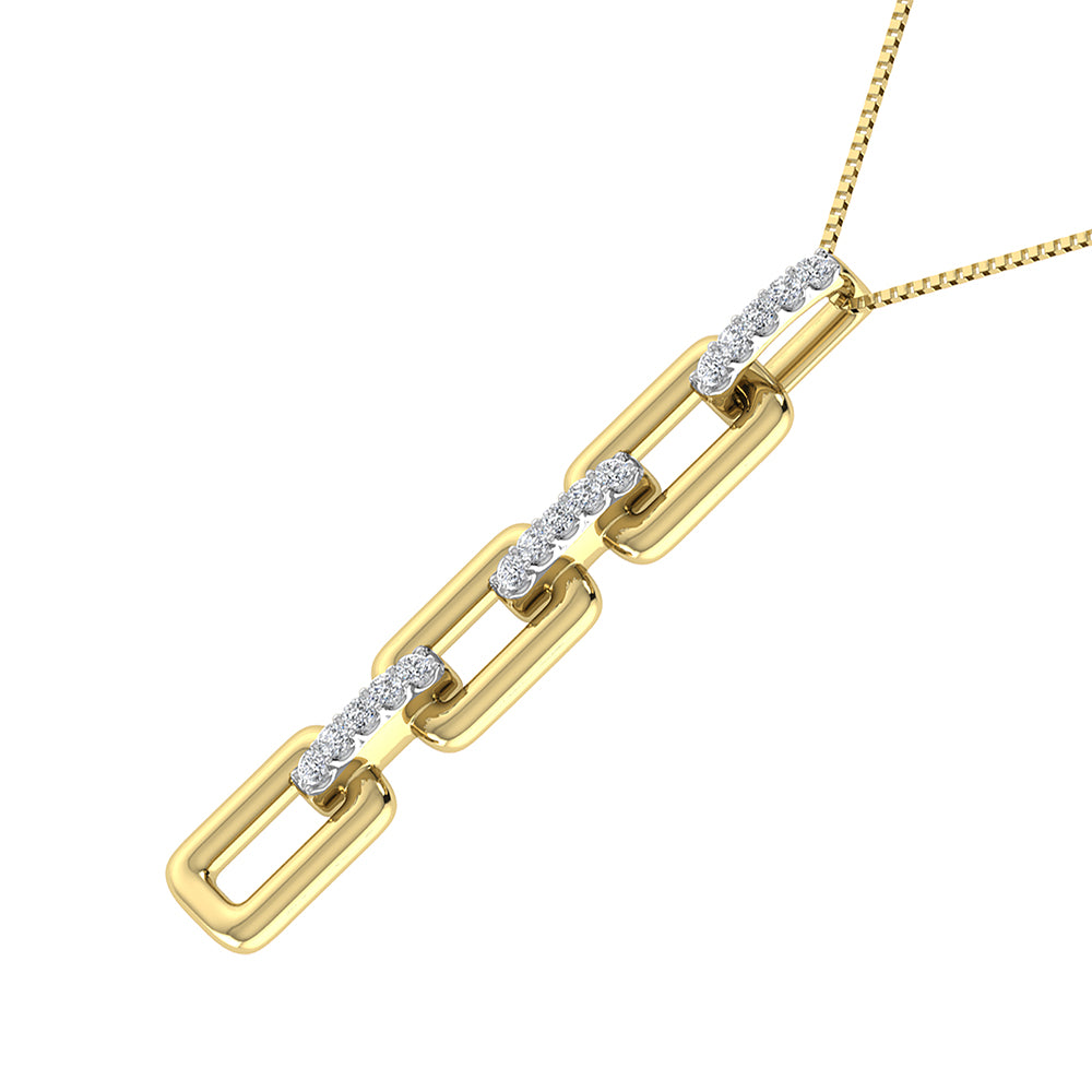 10K Yellow Gold 1/8 Ct.Tw. Diamond Cuban Link Pendant