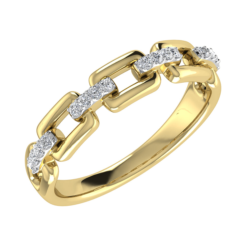 10K Yellow Gold 1/8 Ct.Tw. Diamond Cuban Link Fashion Ring