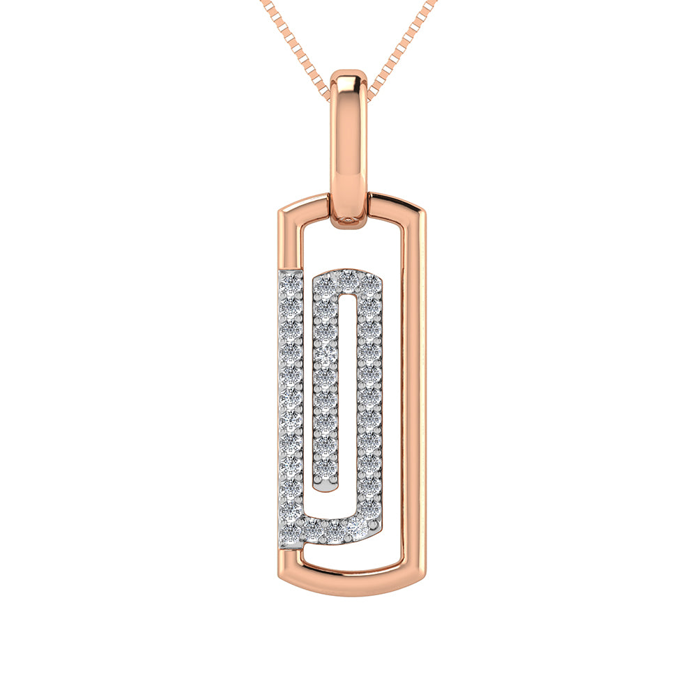 10K Pink Gold 1/6 Ct.Tw. Round Diamond Paper Clip Pendant