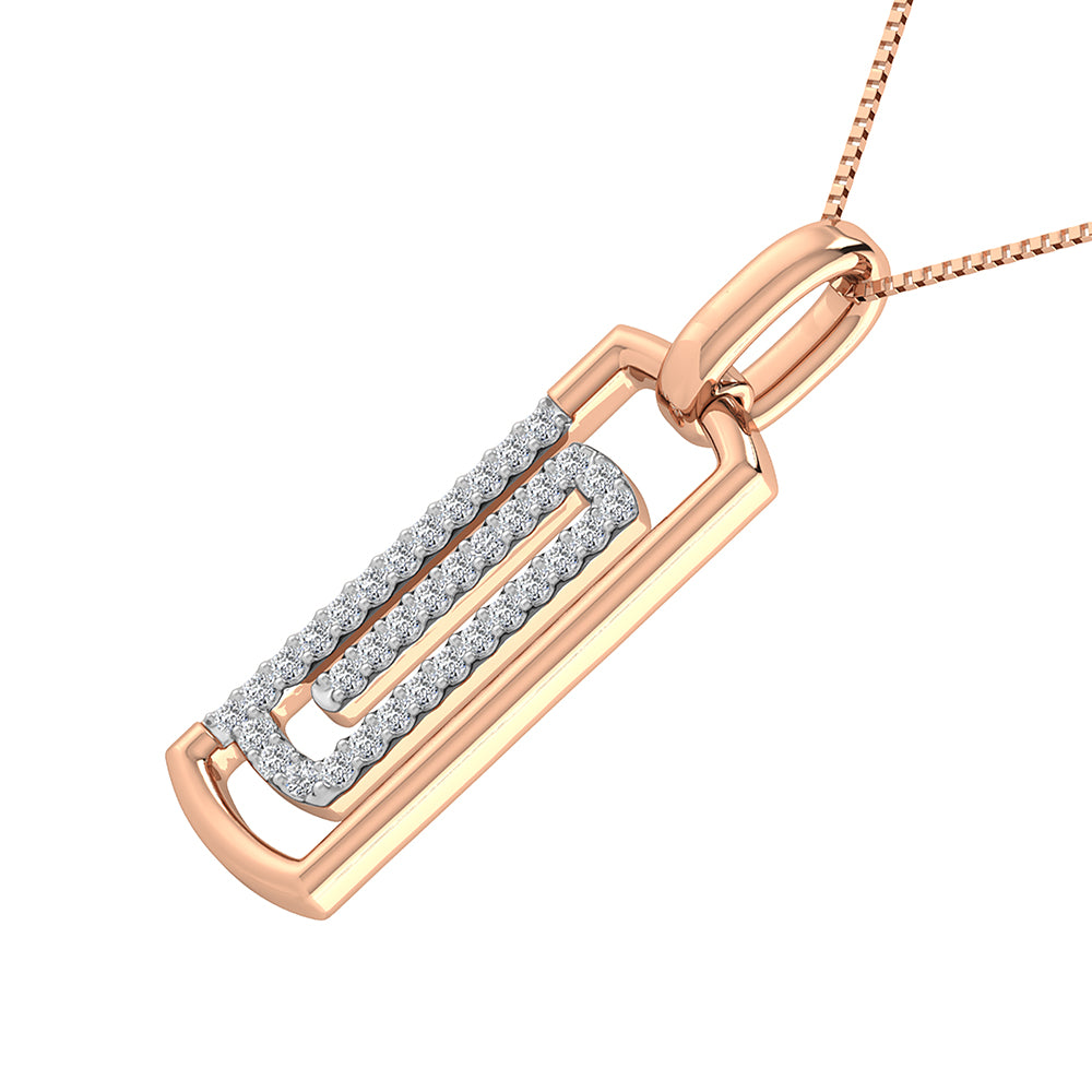 10K Pink Gold 1/6 Ct.Tw. Round Diamond Paper Clip Pendant