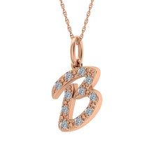 Cargar imagen en el visor de la galería, Diamond 1/8 Ct.Tw. Letter B Pendant in 10K Rose Gold