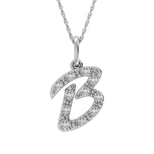 Cargar imagen en el visor de la galería, Diamond 1/8 Ct.Tw. Letter B Pendant in 10K White Gold