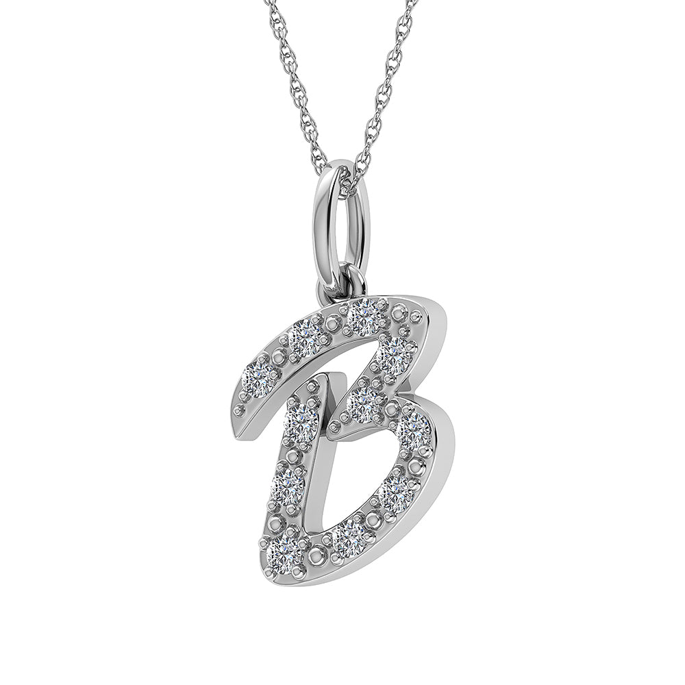 Diamond 1/8 Ct.Tw. Letter B Pendant in 10K White Gold