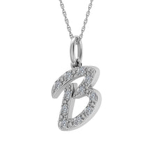 Cargar imagen en el visor de la galería, Diamond 1/8 Ct.Tw. Letter B Pendant in 10K White Gold